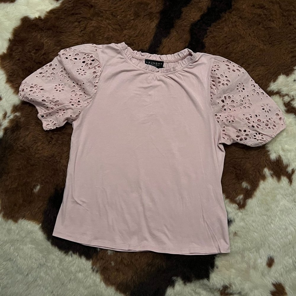 Pink Top With Eyelet Sleeves